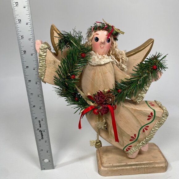 Vintage Wooden Angel Figurine Christmas Décor – 13" –‎ Hand-Painted – RARE - Picture 2 of 7